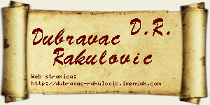 Dubravac Rakulović vizit kartica